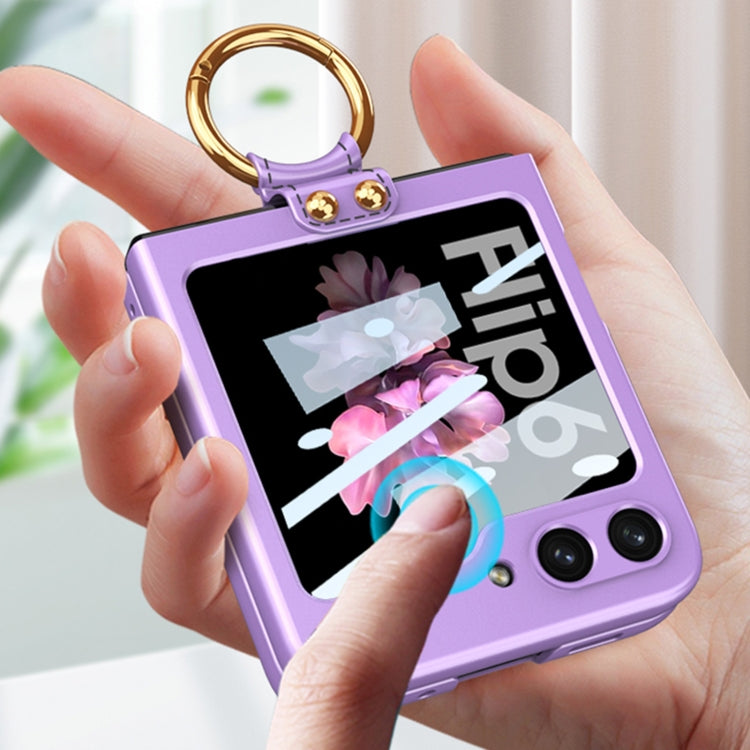 For Samsung Galaxy Z Flip6 / Flip7 FE GKK Integrated Ultra-thin PC Full Coverage Phone Case with Ring Holder(Titanium Gray)