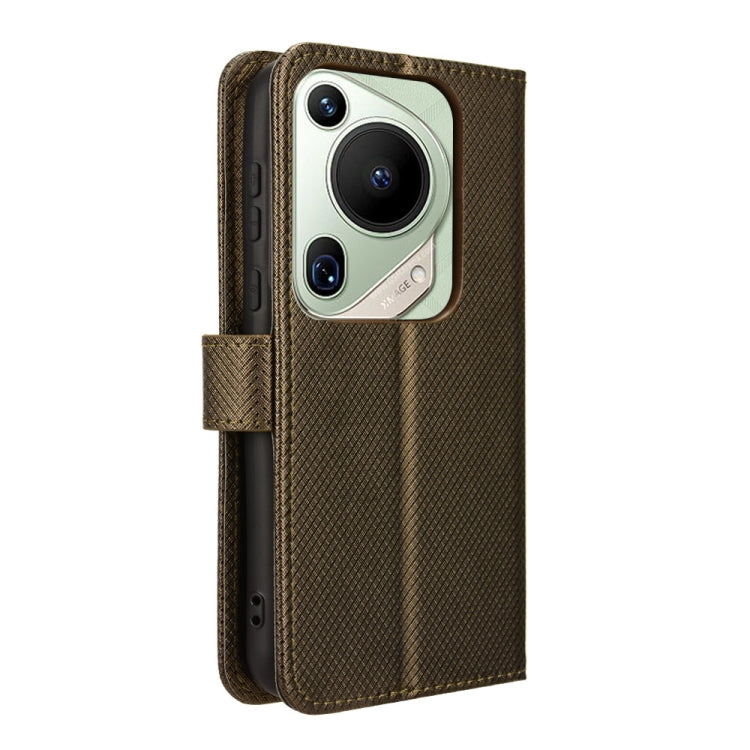 For Huawei Pura 70 Ultra Diamond Texture Leather Phone Case(Brown)