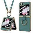 For Samsung Galaxy Z Flip6 / Flip7 FE GKK Integrated Electroplating Leather Phone Case with Ring/Strap(Green) - free shipping - PMC Jewellery - Order now!