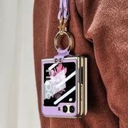 For Samsung Galaxy Z Flip6 / Flip7 FE GKK Integrated Electroplating Leather Phone Case with Ring/Strap(Pink)