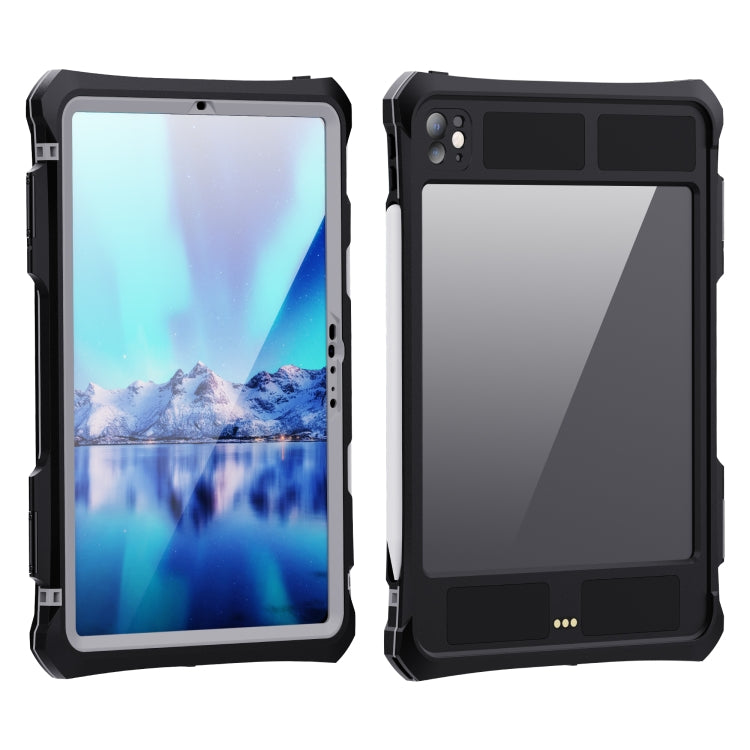 For iPad Pro 11 2024 RedPepper IP68 Water-resistant PC + TPU Case with Lanyard & Swivel Bracket(Black)