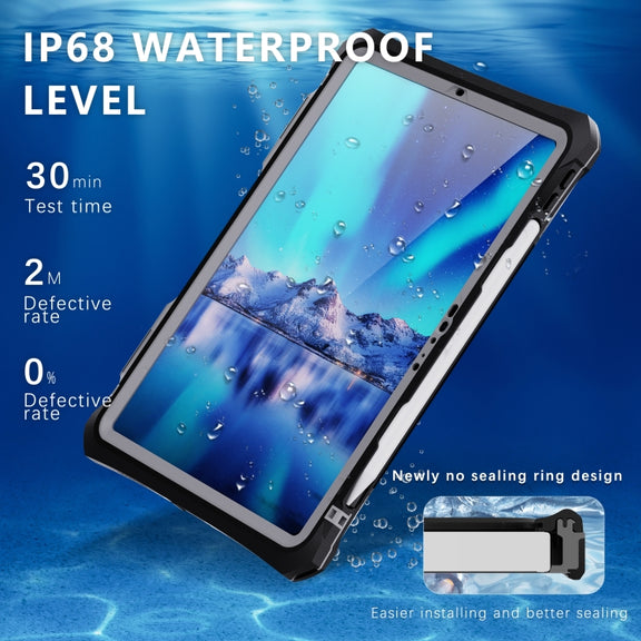 For iPad Pro 11 2024 RedPepper IP68 Water-resistant PC + TPU Case with Lanyard & Swivel Bracket(Black)