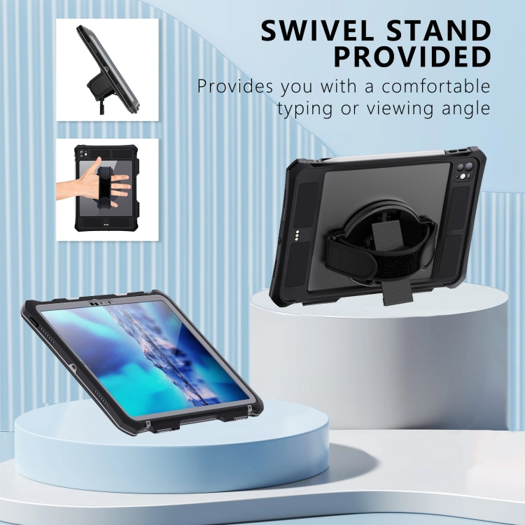 For iPad Pro 11 2024 RedPepper IP68 Water-resistant PC + TPU Case with Lanyard & Swivel Bracket(Black)