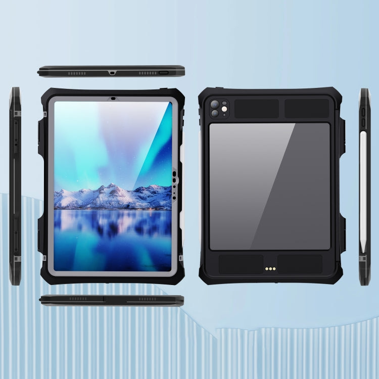For iPad Pro 11 2024 RedPepper IP68 Water-resistant PC + TPU Case with Lanyard & Swivel Bracket(Black)