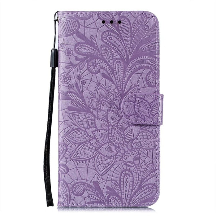 For Google Pixel 9 Lace Flower Embossing Flip Leather Phone Case(Purple)