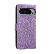 For Google Pixel 9 Lace Flower Embossing Flip Leather Phone Case(Purple)