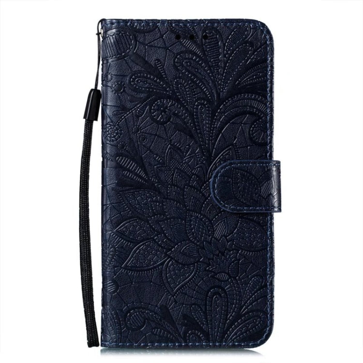 For Google Pixel 9 Lace Flower Embossing Flip Leather Phone Case(Dark Blue)