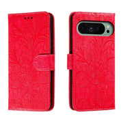 For Google Pixel 9 Lace Flower Embossing Flip Leather Phone Case(Red)