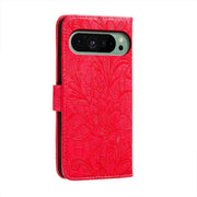 For Google Pixel 9 Lace Flower Embossing Flip Leather Phone Case(Red)