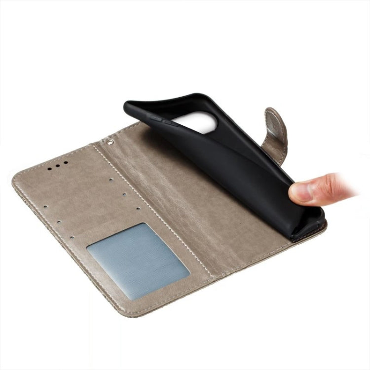 For Google Pixel 9 Pro Lace Flower Embossing Flip Leather Phone Case(Grey)