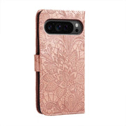 For Google Pixel 9 Pro Lace Flower Embossing Flip Leather Phone Case(Rose Gold)