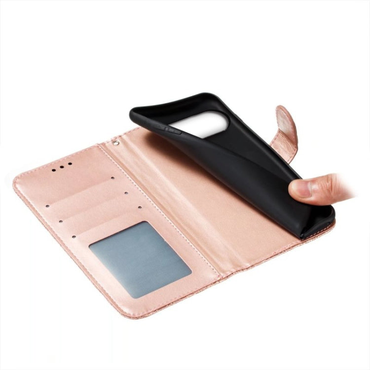 For Google Pixel 9 Pro Lace Flower Embossing Flip Leather Phone Case(Rose Gold)