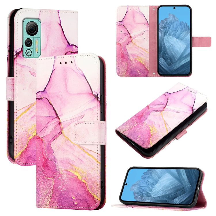 For Ulefone Note 14 PT003 Marble Pattern Flip Leather Phone Case(Pink Purple Gold)