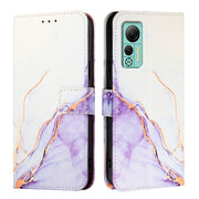 For Ulefone Note 14 PT003 Marble Pattern Flip Leather Phone Case(White Purple)