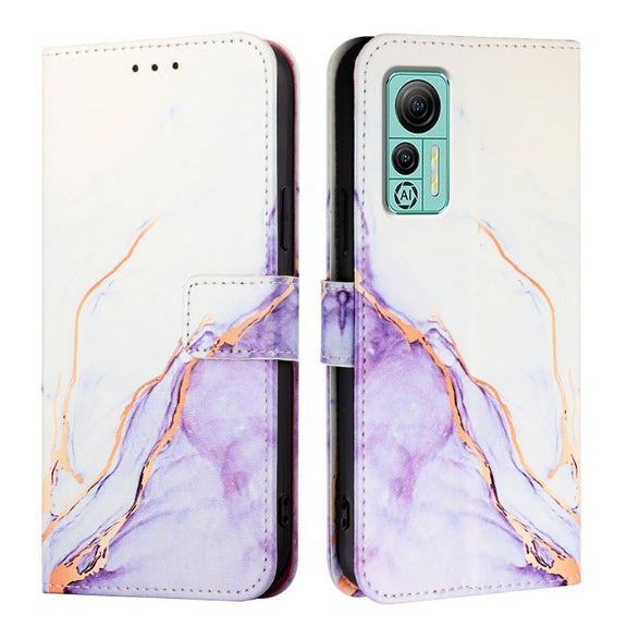 For Ulefone Note 14 PT003 Marble Pattern Flip Leather Phone Case(White Purple)