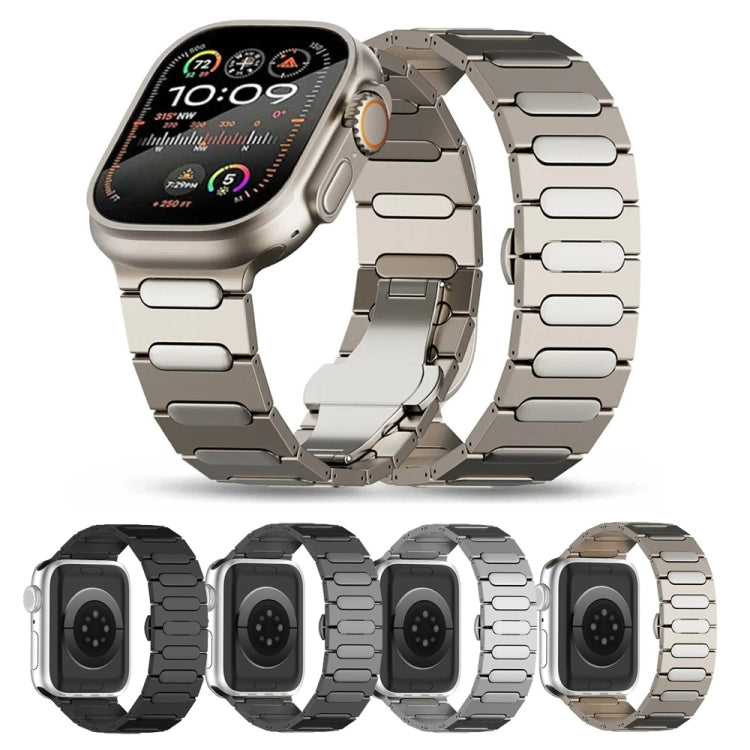 For Apple Watch Ultra 49mm Oval Butterfly Buckle Titanium Alloy Watch Band(Silver)