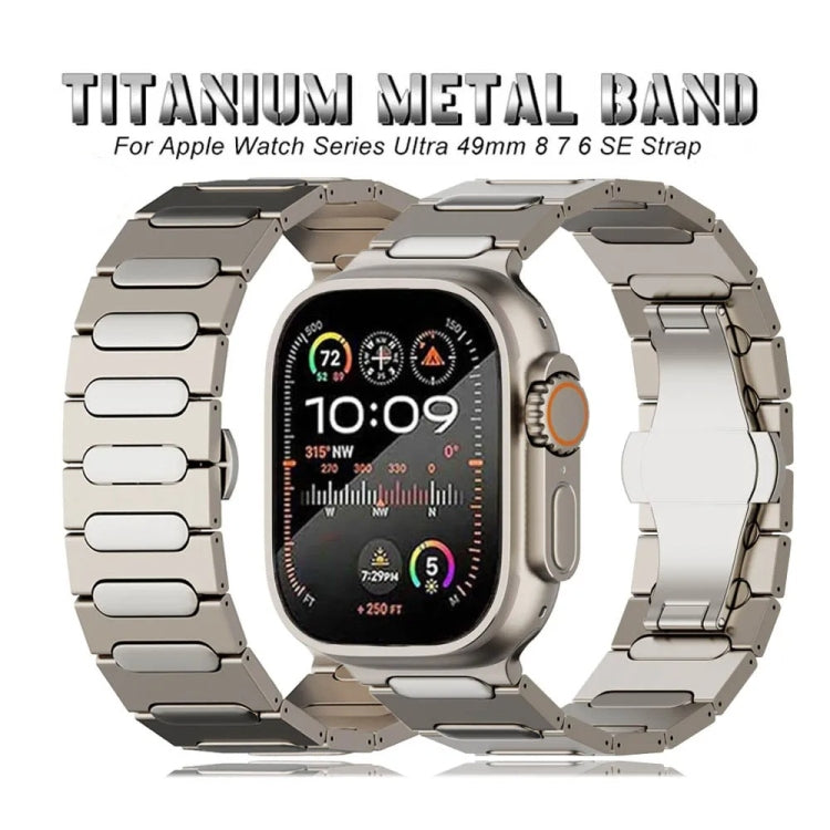 For Apple Watch SE 44mm Oval Butterfly Buckle Titanium Alloy Watch Band(Silver)