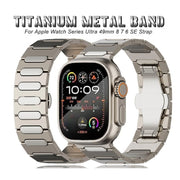 For Apple Watch Series 8 45mm Oval Butterfly Buckle Titanium Alloy Watch Band(Silver)