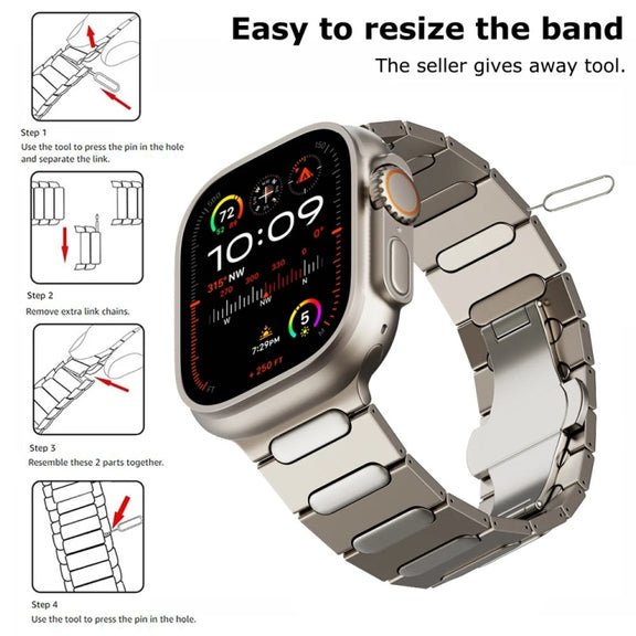 For Apple Watch SE 44mm Oval Butterfly Buckle Titanium Alloy Watch Band(Silver)