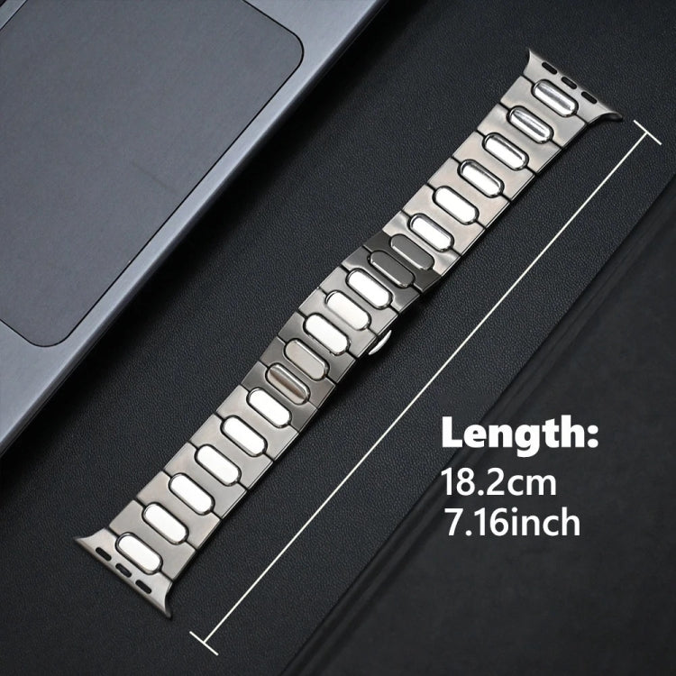 For Apple Watch SE 44mm Oval Butterfly Buckle Titanium Alloy Watch Band(Silver)