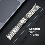 For Apple Watch SE 44mm Oval Butterfly Buckle Titanium Alloy Watch Band(Silver)