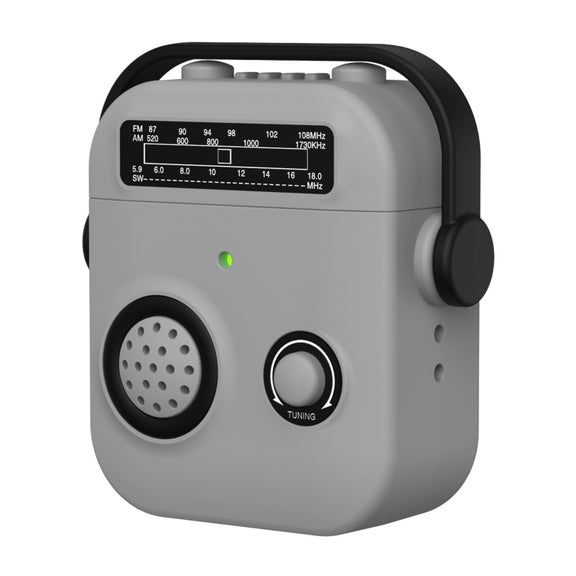 For AirPods 2 / 1 Radio Style Wireless Bluetooth Earphones Shockproof Protective Case(Light Grey)