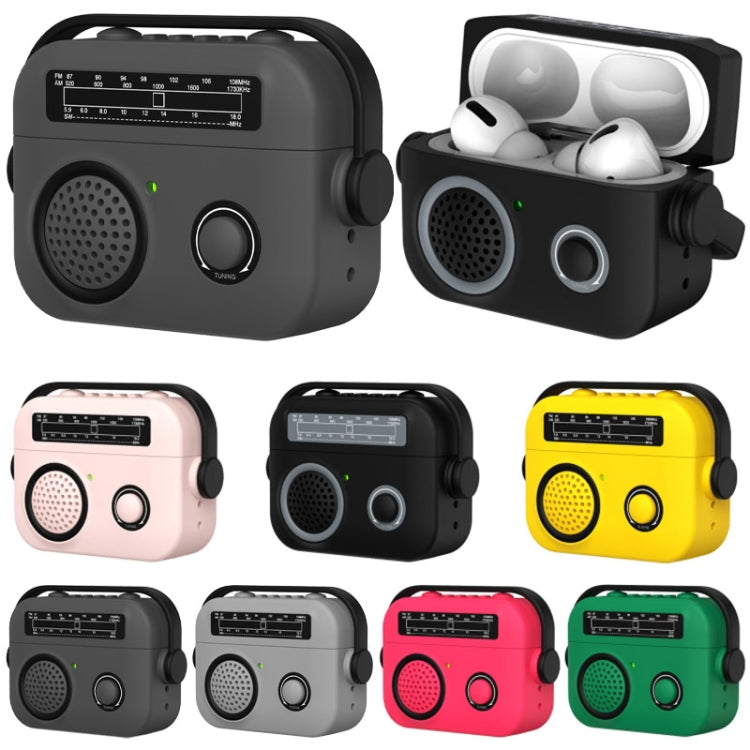 For AirPods Pro 2 Radio Style Wireless Bluetooth Earphones Shockproof Protective Case(Black)
