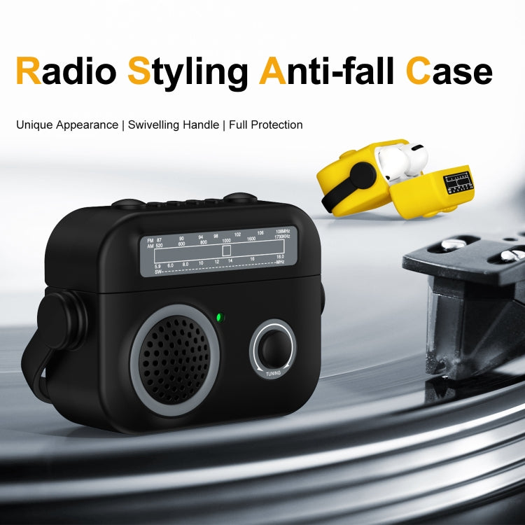 For AirPods Pro Radio Style Wireless Bluetooth Earphones Shockproof Protective Case(Yellow)