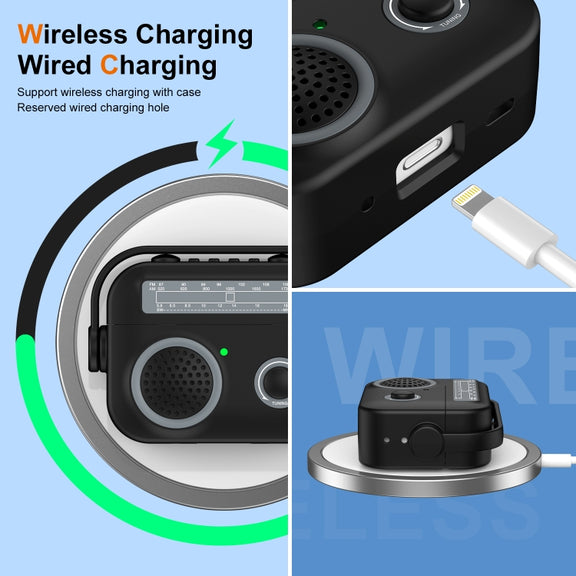 For AirPods Pro Radio Style Wireless Bluetooth Earphones Shockproof Protective Case(Black)