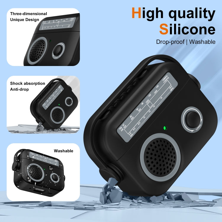 For AirPods 3 Radio Style Wireless Bluetooth Earphones Shockproof Protective Case(Black)