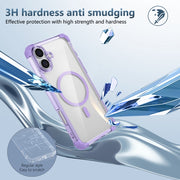 For iPhone 16 Transparent MagSafe Magnetic Phone Case(Purple)