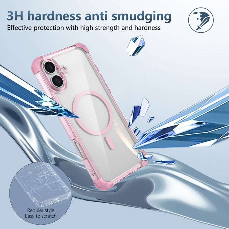For iPhone 16 Plus Transparent MagSafe Magnetic Phone Case(Pink)