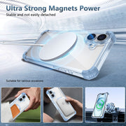 For iPhone 16 Plus Transparent MagSafe Magnetic Phone Case(Blue)