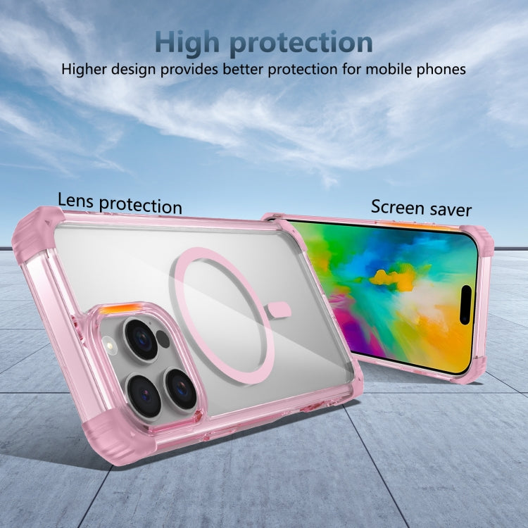 For iPhone 16 Pro Transparent MagSafe Magnetic Phone Case(Pink)