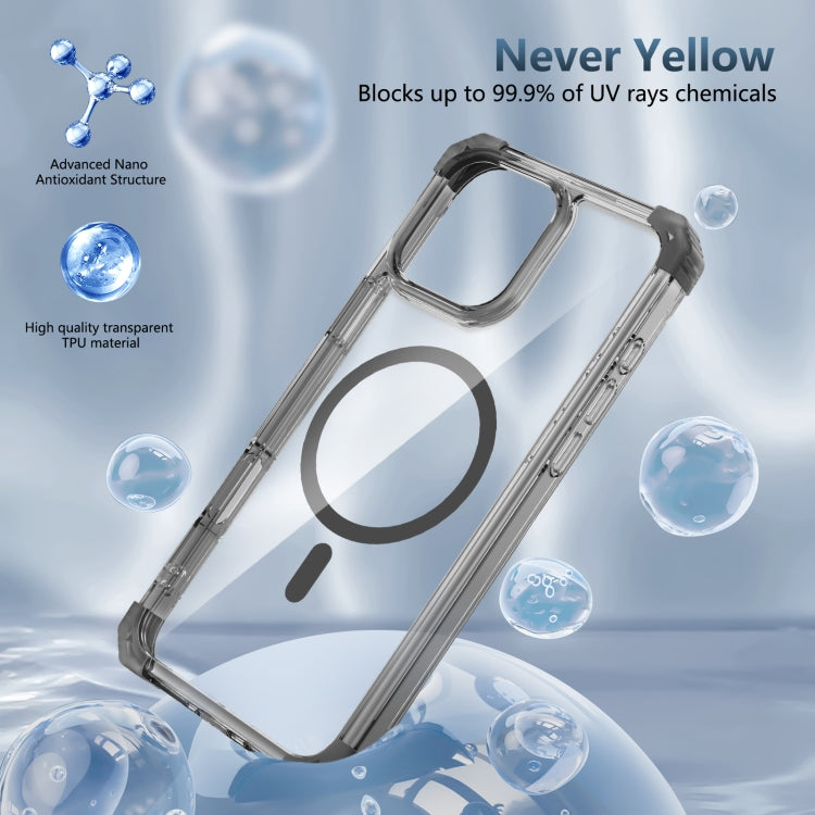 For iPhone 16 Pro Transparent MagSafe Magnetic Phone Case(Black)