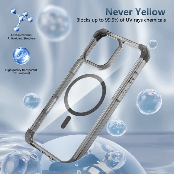 For iPhone 16 Pro Transparent MagSafe Magnetic Phone Case(Black)