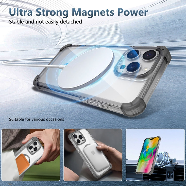 For iPhone 16 Pro Transparent MagSafe Magnetic Phone Case(Black)