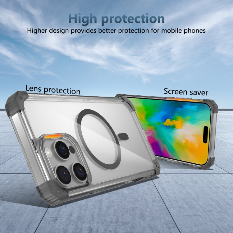 For iPhone 16 Pro Transparent MagSafe Magnetic Phone Case(Black)