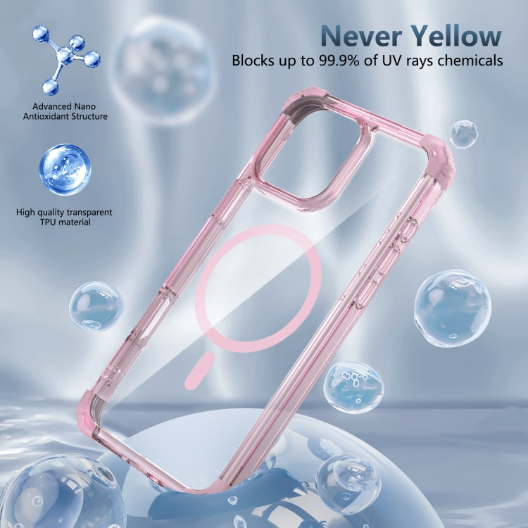 For iPhone 16 Pro Max Transparent MagSafe Magnetic Phone Case(Pink)