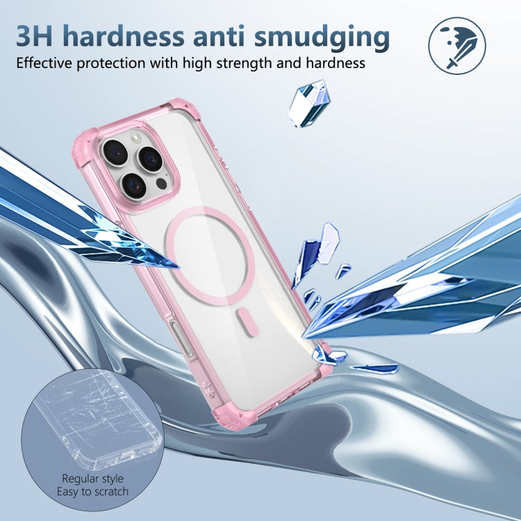 For iPhone 16 Pro Max Transparent MagSafe Magnetic Phone Case(Pink)