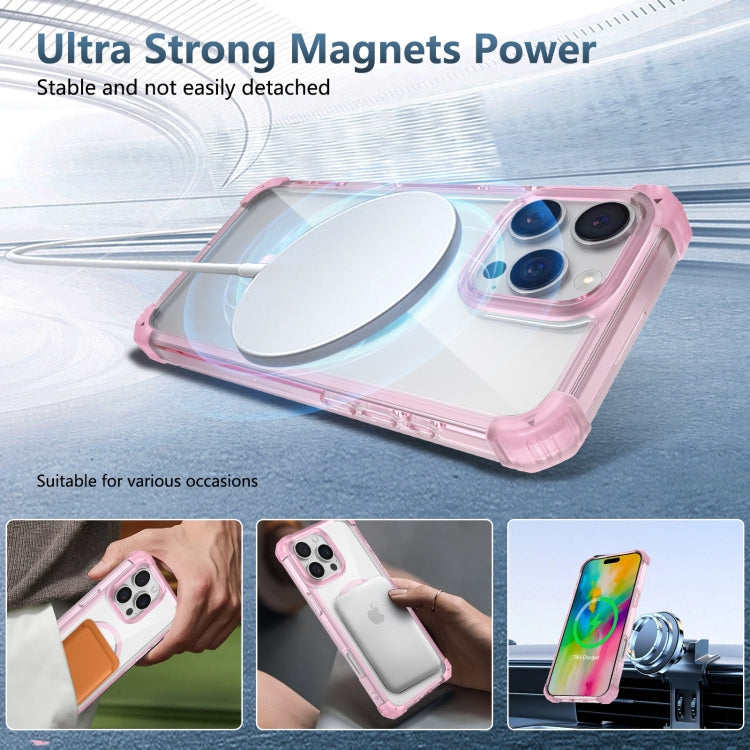 For iPhone 16 Pro Max Transparent MagSafe Magnetic Phone Case(Pink)