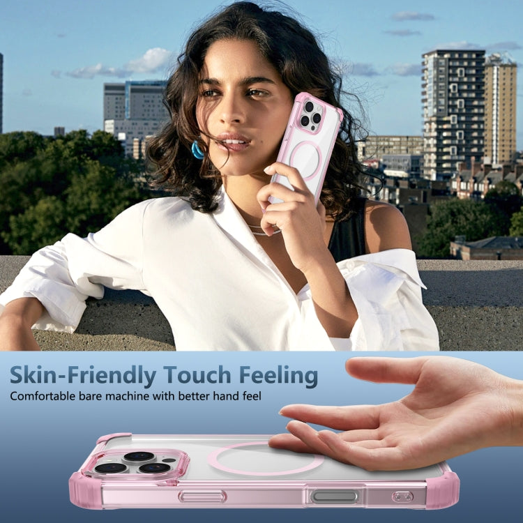 For iPhone 16 Pro Max Transparent MagSafe Magnetic Phone Case(Pink)