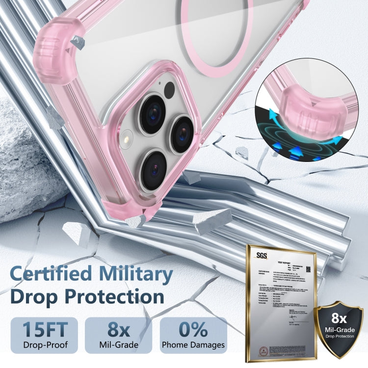 For iPhone 16 Pro Max Transparent MagSafe Magnetic Phone Case(Pink)