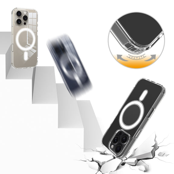 For iPhone 16 Pro Max MagSafe Clear Acrylic PC Hybrid TPU Phone Case(Transparent)