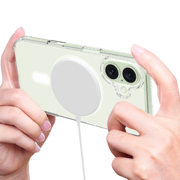 For iPhone 16 MagSafe Clear Acrylic PC Hybrid TPU Phone Case(Transparent)