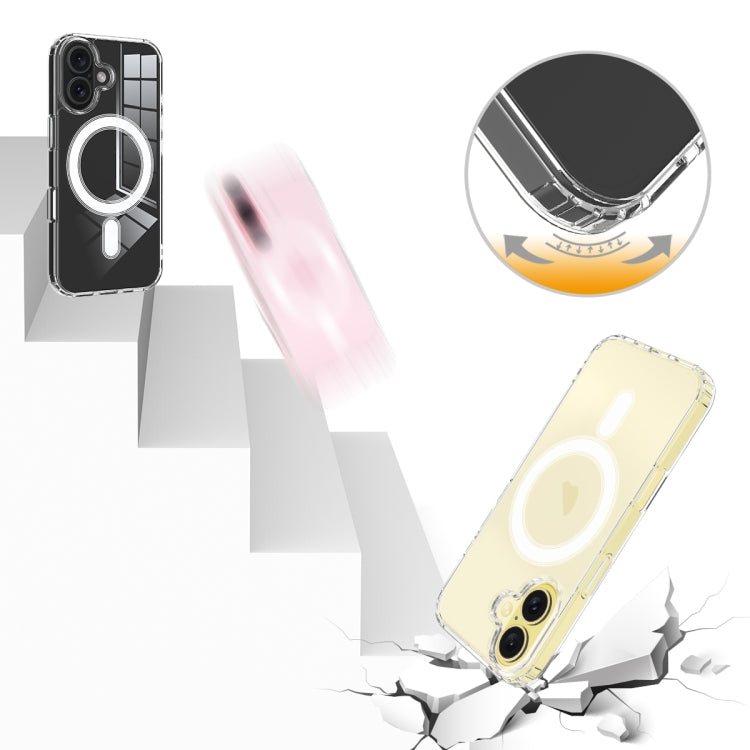 For iPhone 16 MagSafe Clear Acrylic PC Hybrid TPU Phone Case(Transparent)