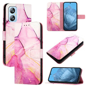 For Blackview A52 PT003 Marble Pattern Flip Leather Phone Case(Pink Purple Gold)