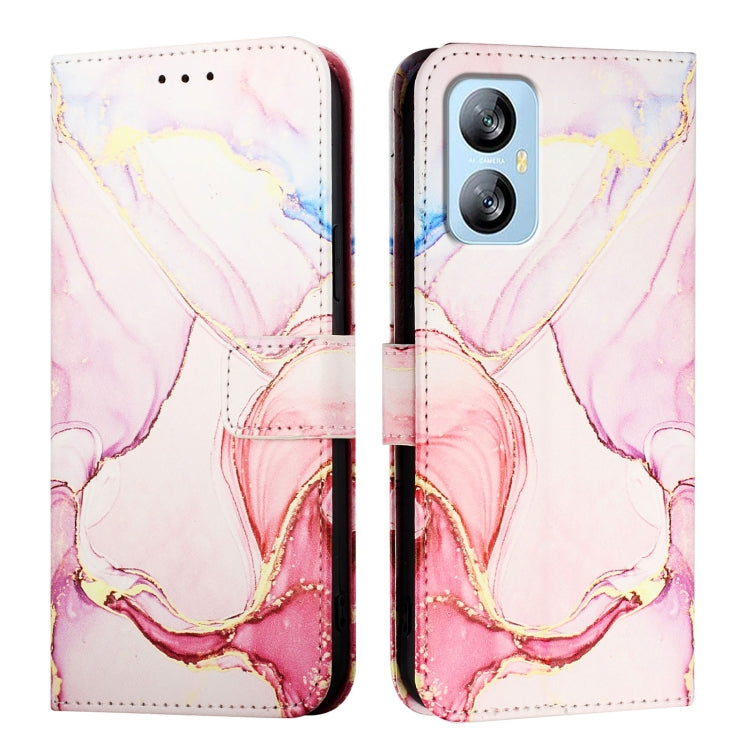 For Blackview A52 PT003 Marble Pattern Flip Leather Phone Case(Rose Gold)