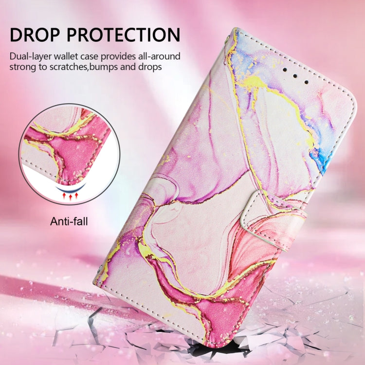 For Blackview A52 PT003 Marble Pattern Flip Leather Phone Case(Rose Gold)
