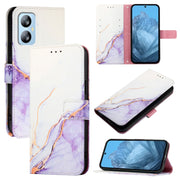For Blackview A52 PT003 Marble Pattern Flip Leather Phone Case(White Purple)